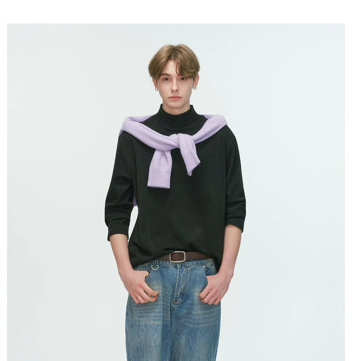 Draped Edge Mockneck Top