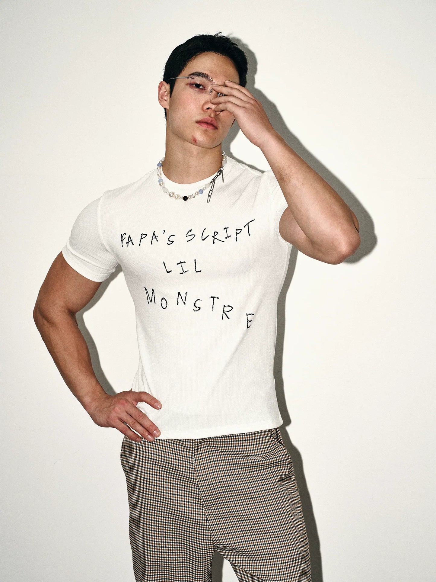 White Script Fitted Tee