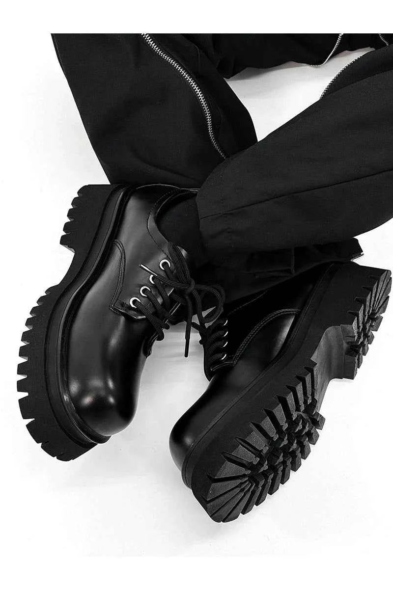 Chunky Black Platform Derby Shoes