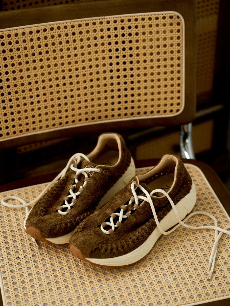 Handwoven Suede Runner Sneakers - Skipkicks