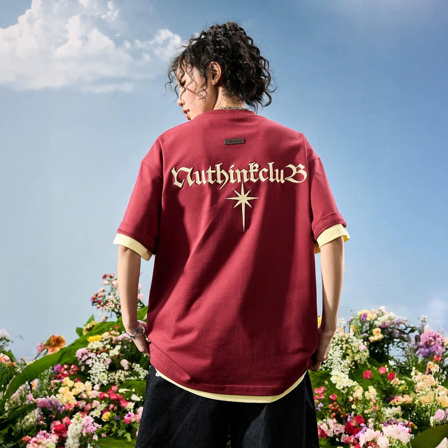 Oversized Tonal Embroidered Back T-Shirt