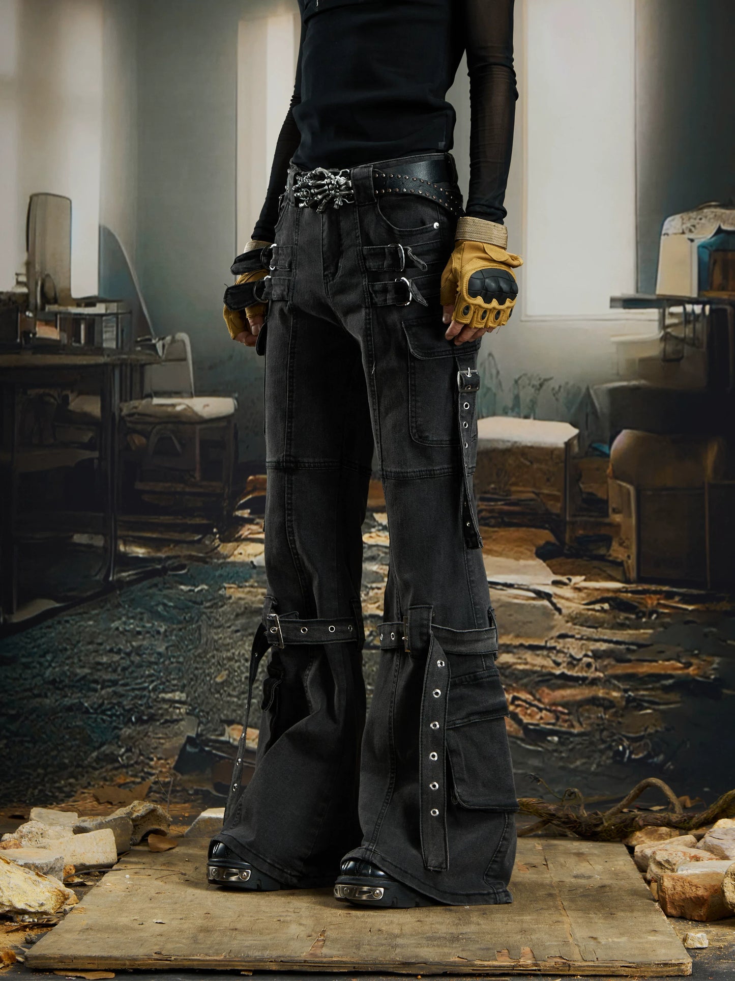 Wasteland Harness Strap Cargo Jeans