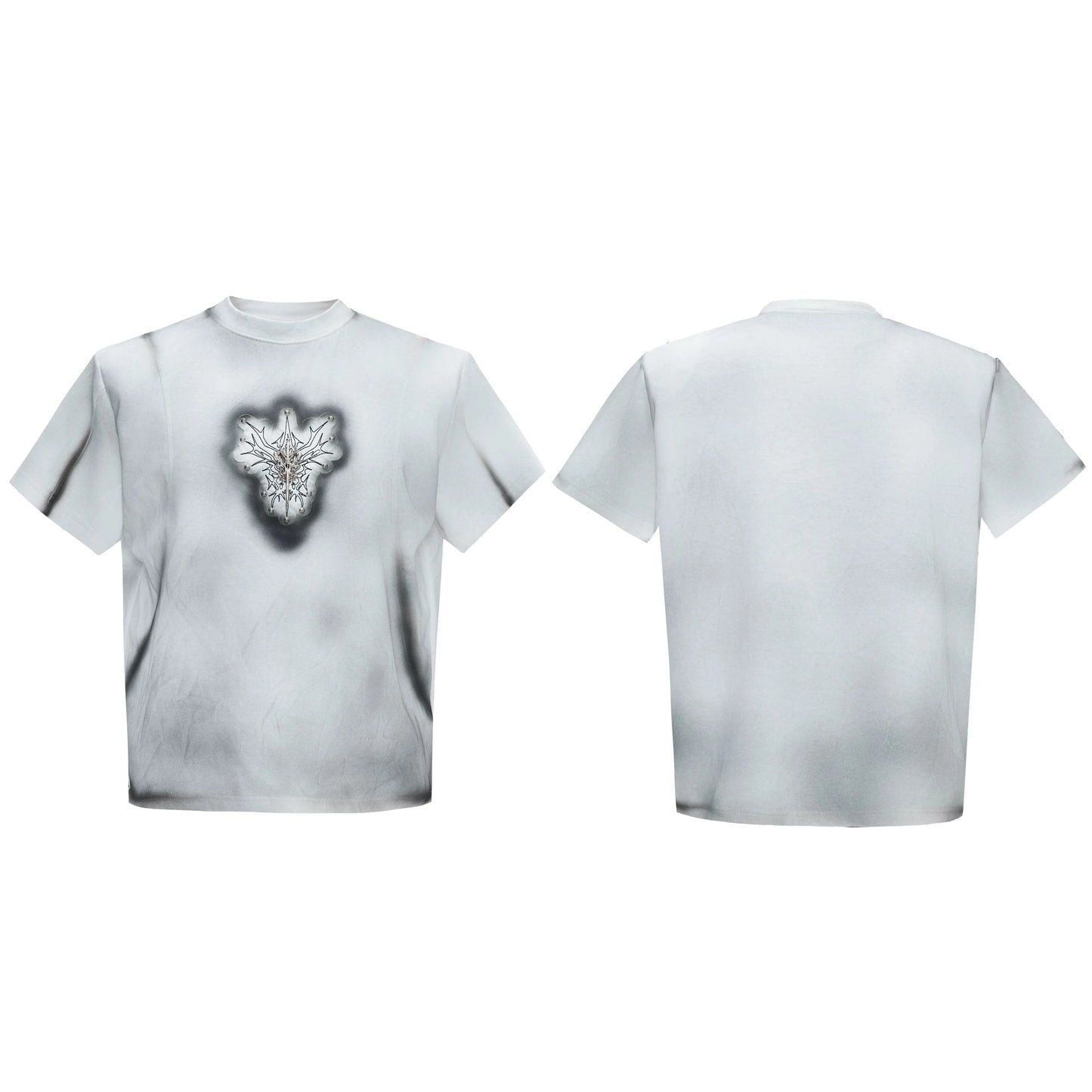 Airbrushed Emblem Graphic Crewneck T Shirt