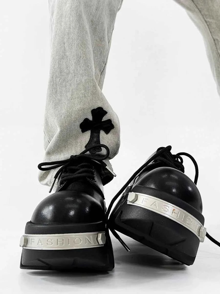 Futuristic Black 8cm Platform Oxfords
