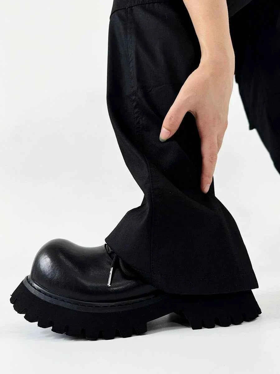 Chunky Black Leather Lug Sole Derby Shoes