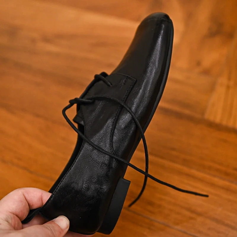 Noir Classic Square-Toe Derby Shoes - Skipkicks