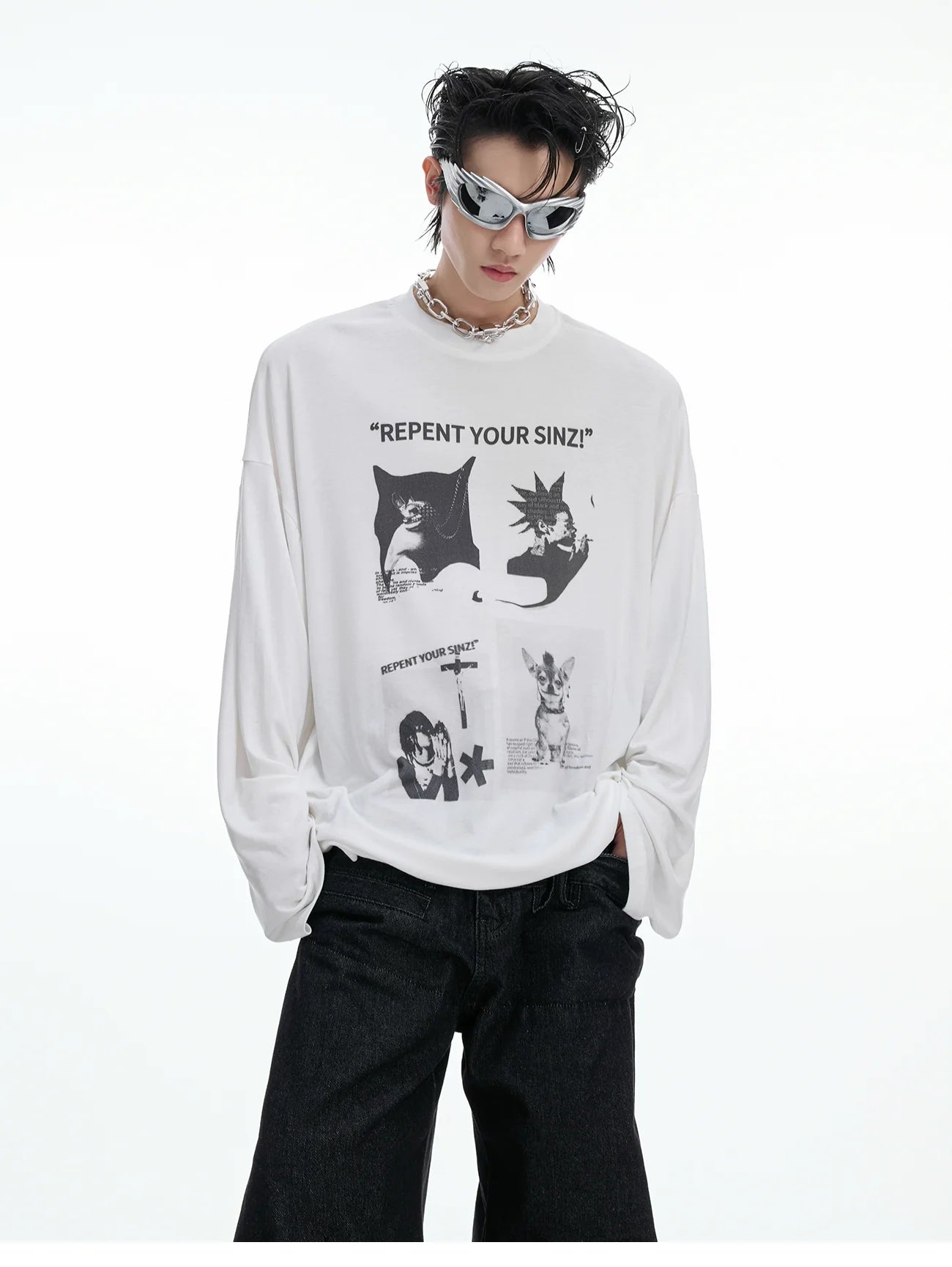 Oversized Graphic Print Long Sleeve Tee
