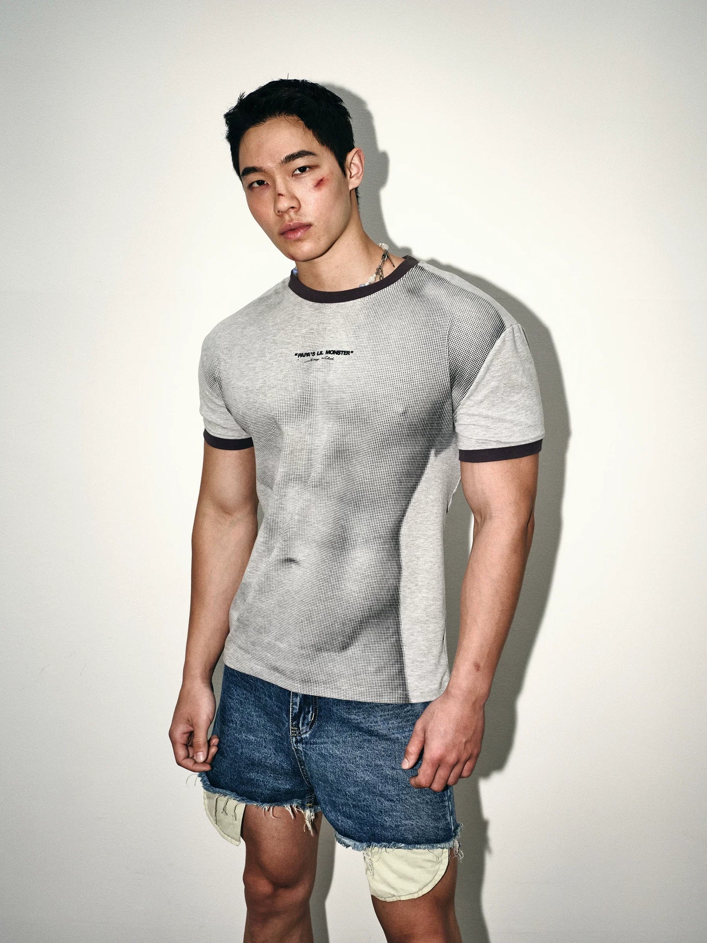 Ash Mesh Contrast Ringer Tee