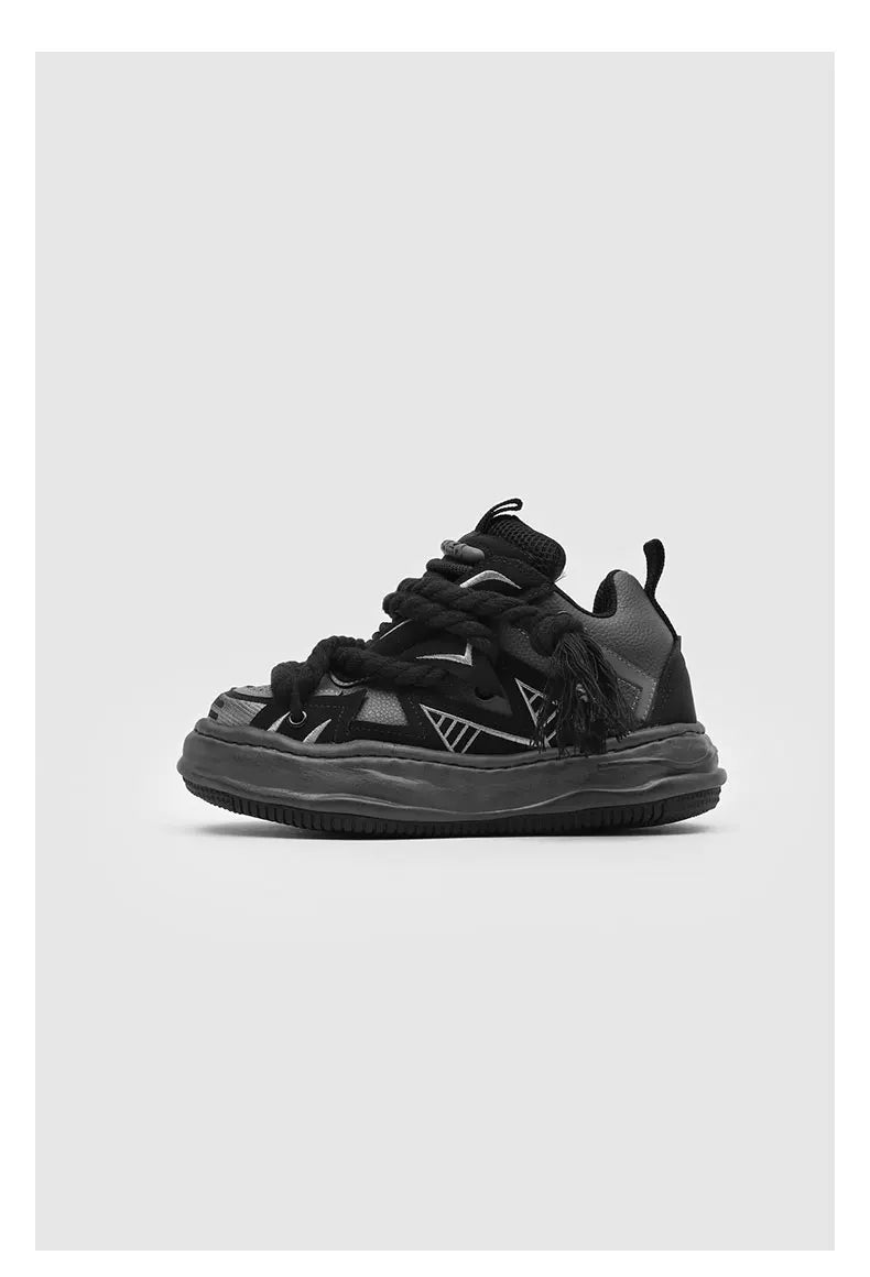 Distressed Rope-Lace Chunky Sneakers - Skipkicks