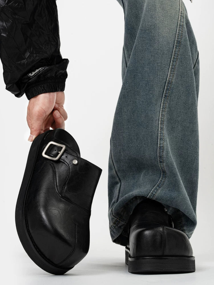 Onyx Buckle Platform Mules - Skipkicks