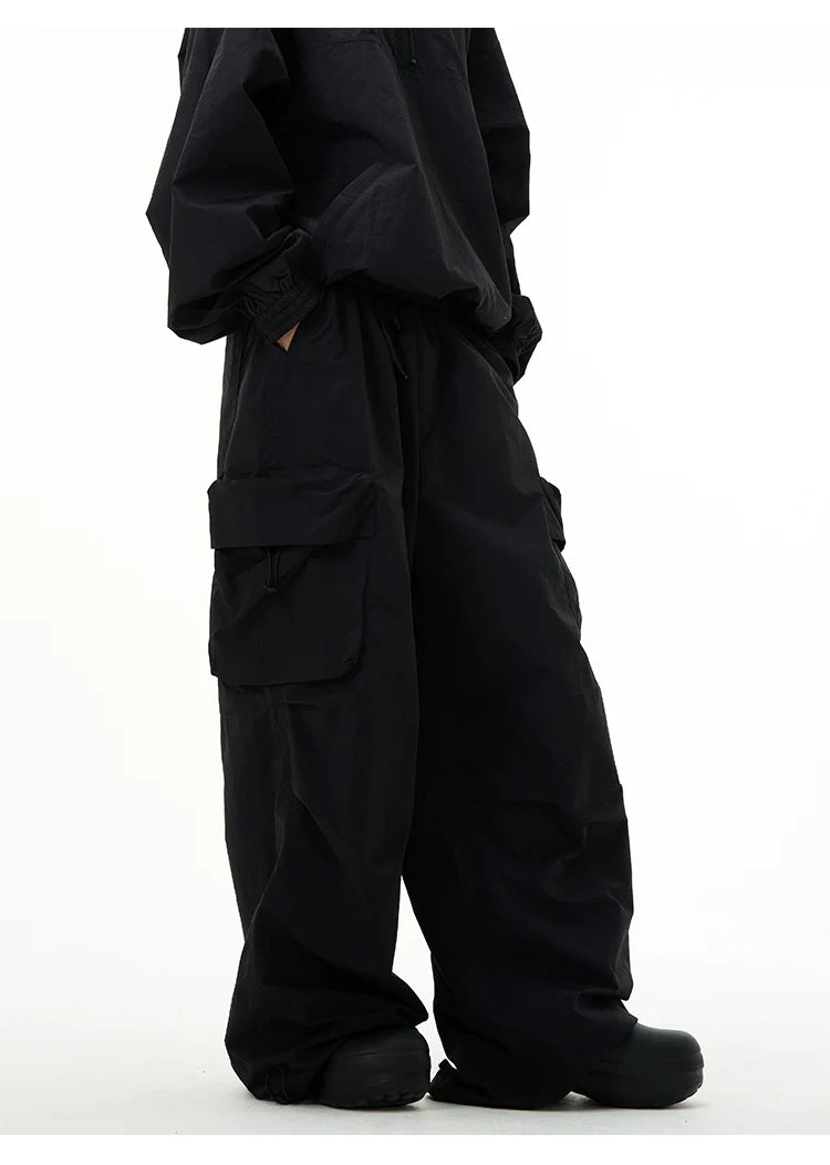 All-Black Oversized Windbreaker and Cargo Pants Setup