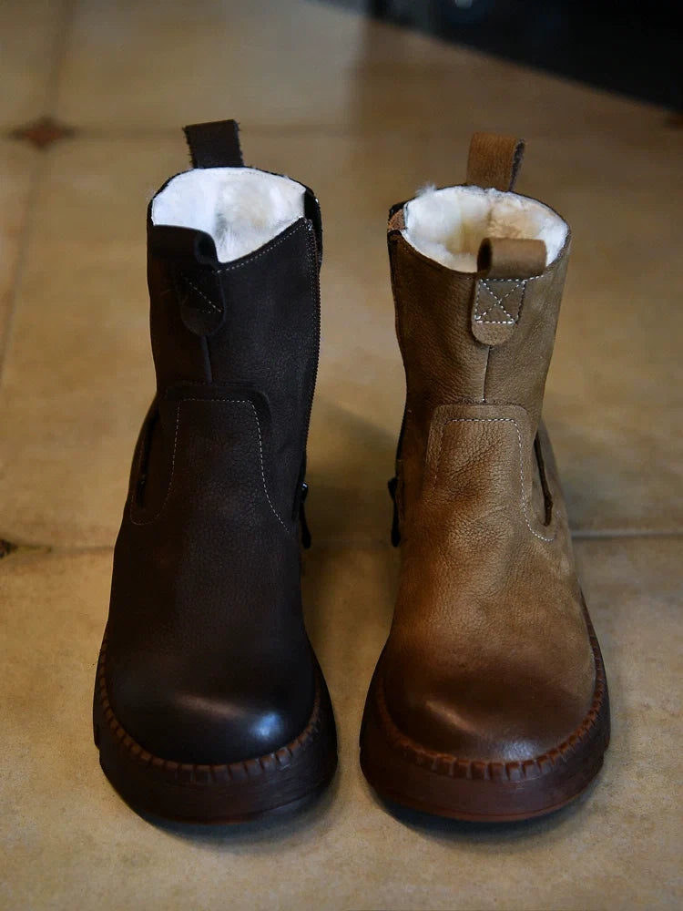 Fur Lined Brown Winter Boots - Skipkicks