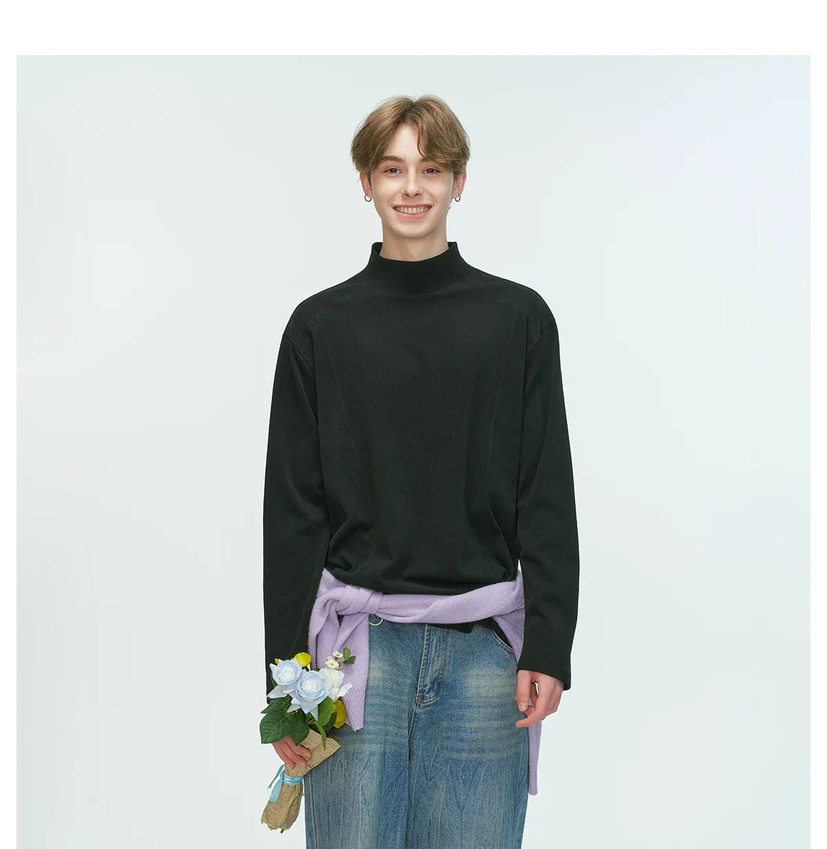Draped Edge Mockneck Top