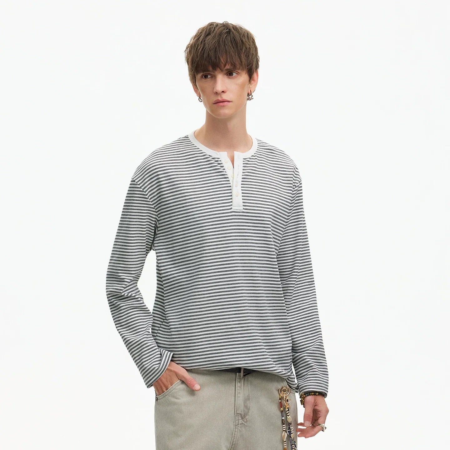 Stripe Henley Lounge Tee