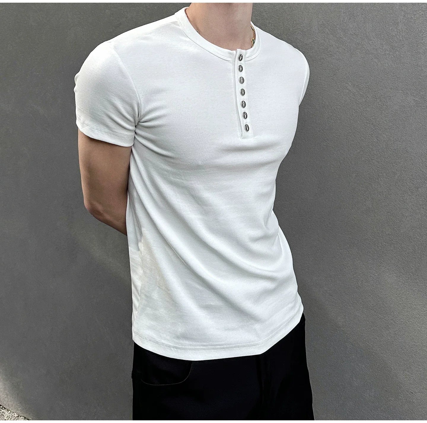 Midnight Gaze Grommet Placket Tee