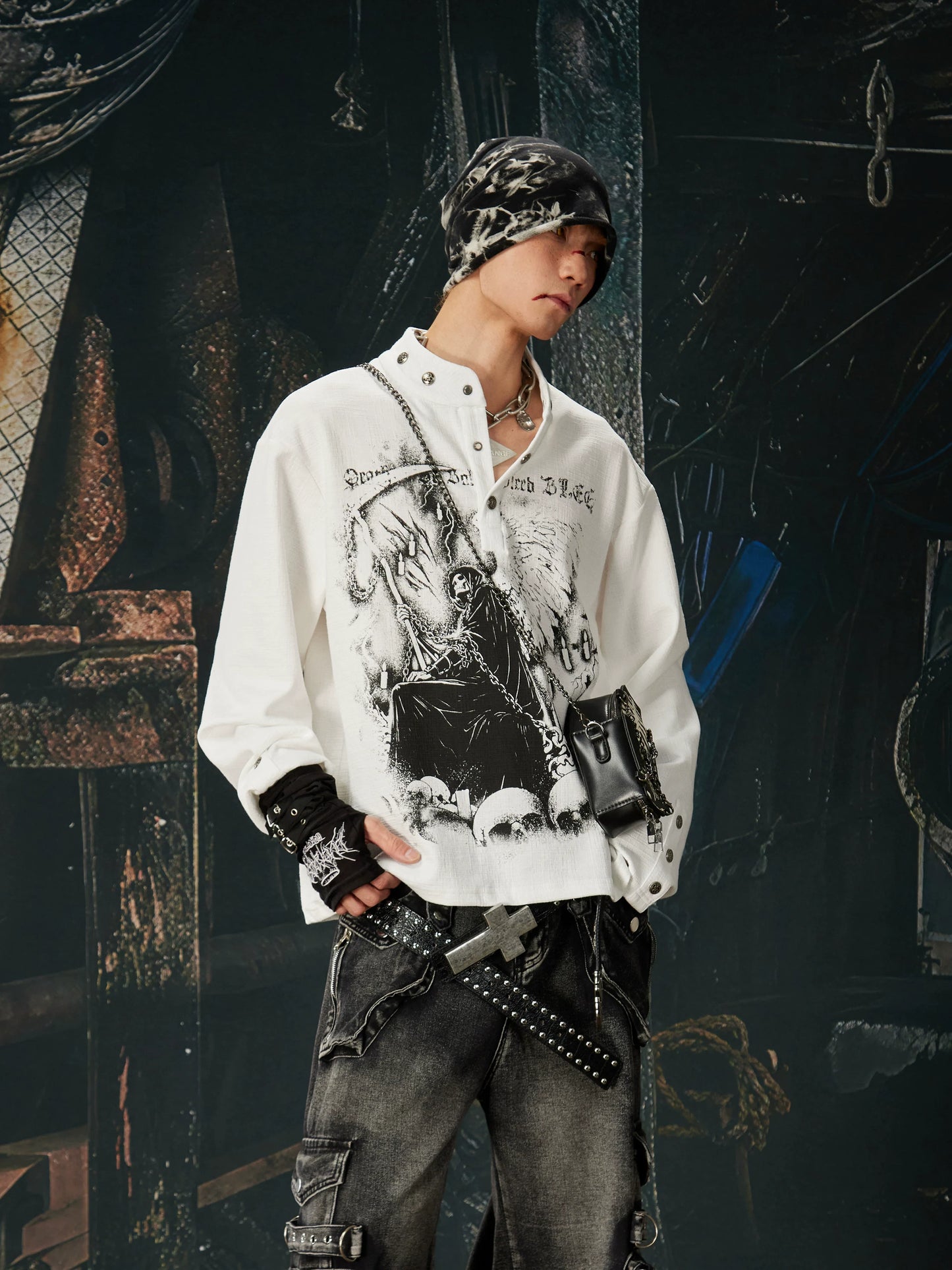 Reaper Crown Sigil High‑Neck Tee