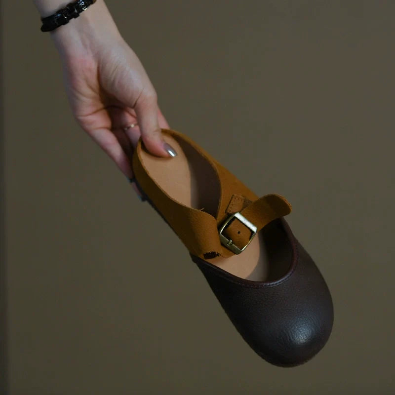 Two-Tone Leather Mary Jane Flats - Skipkicks