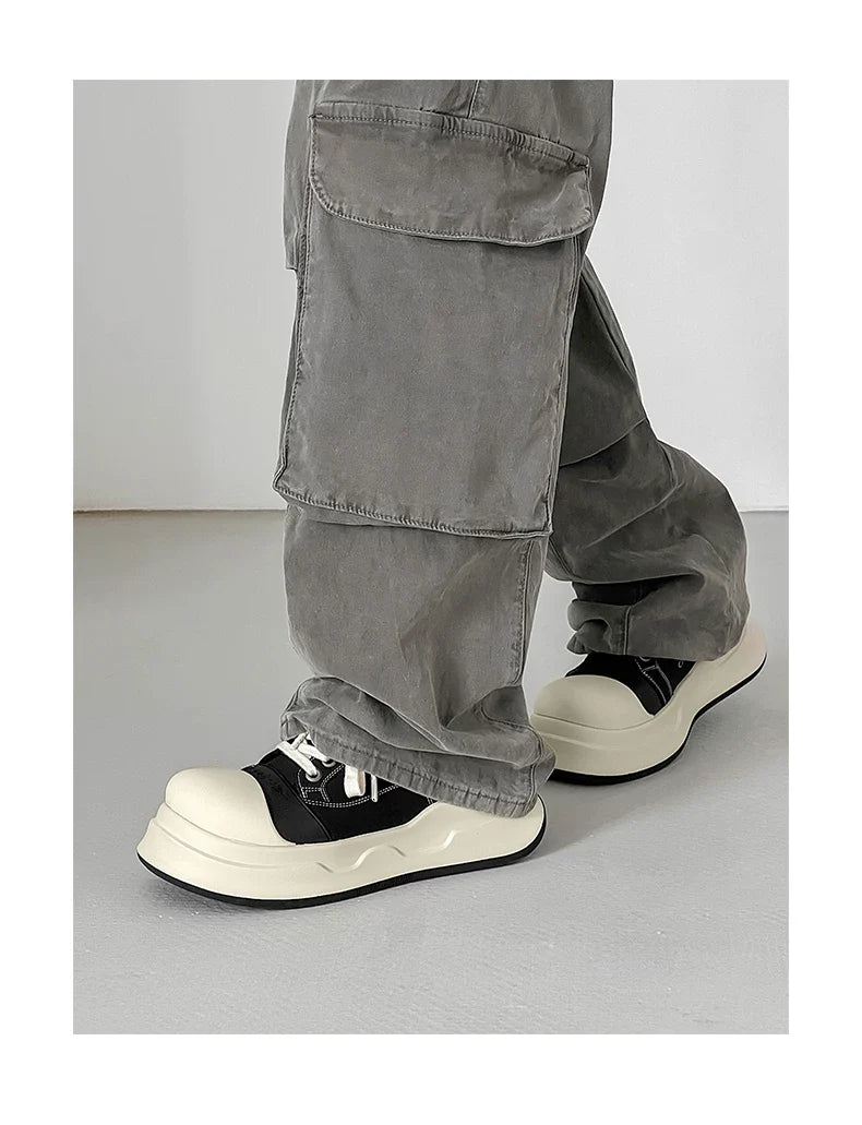 Black Big-Head Round Toe Platform Sneakers - Skipkicks