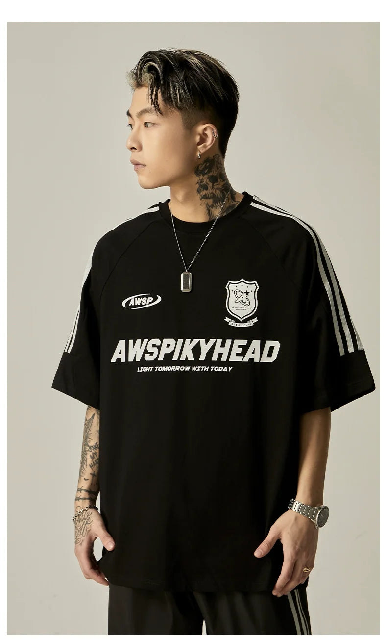 Oversized Grey Athletic Logo T-Shirt