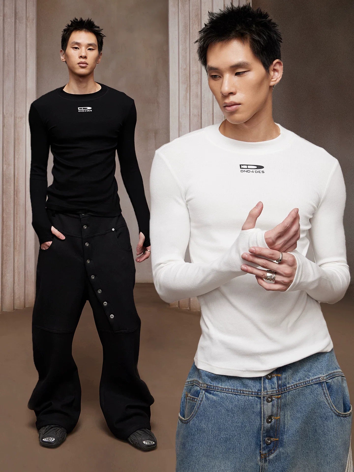 Logo Ribbed Compression Long Sleeve Tee