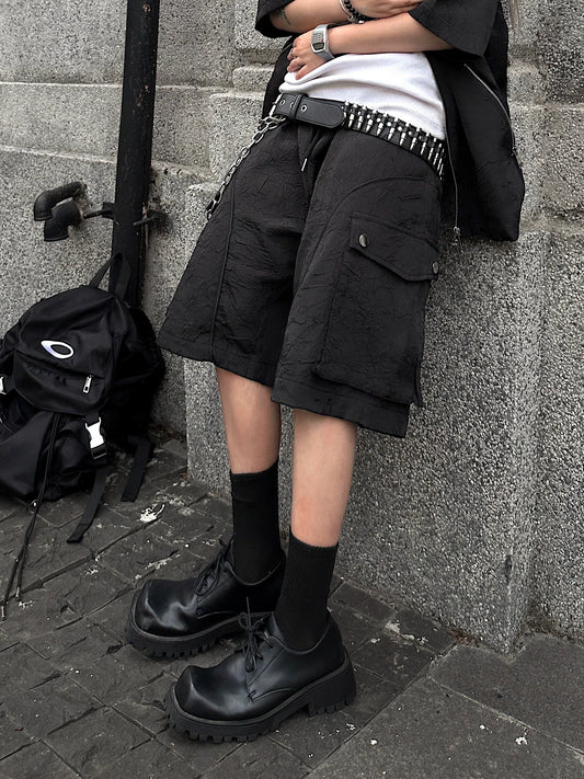 Men's Wrinkle-Texture Cargo Shorts - Stylish Utility for Every Season
