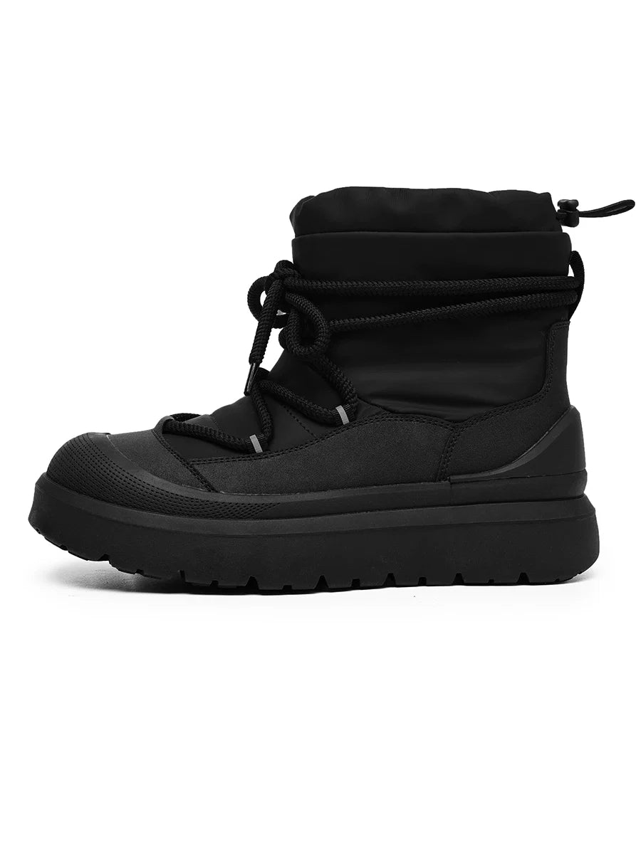 Black Winter Boots with Chunky Soles and Fleece Lining - Skipkicks