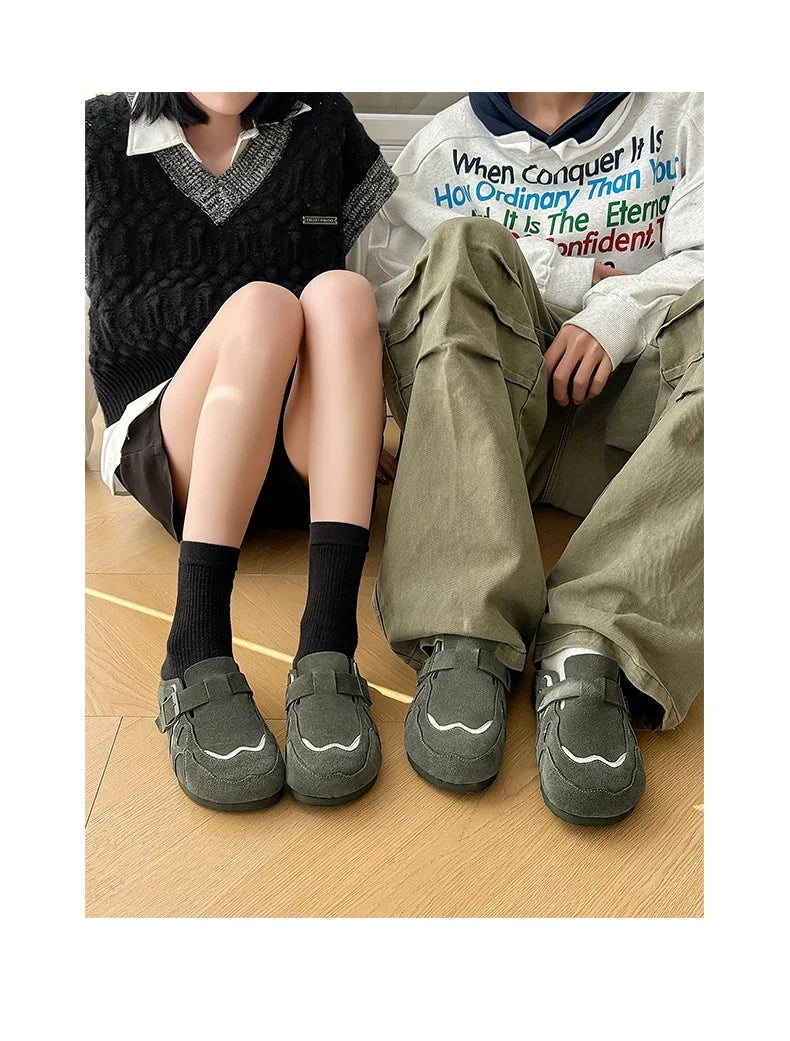 Suede Buckle Cork Footbed Clogs - Skipkicks