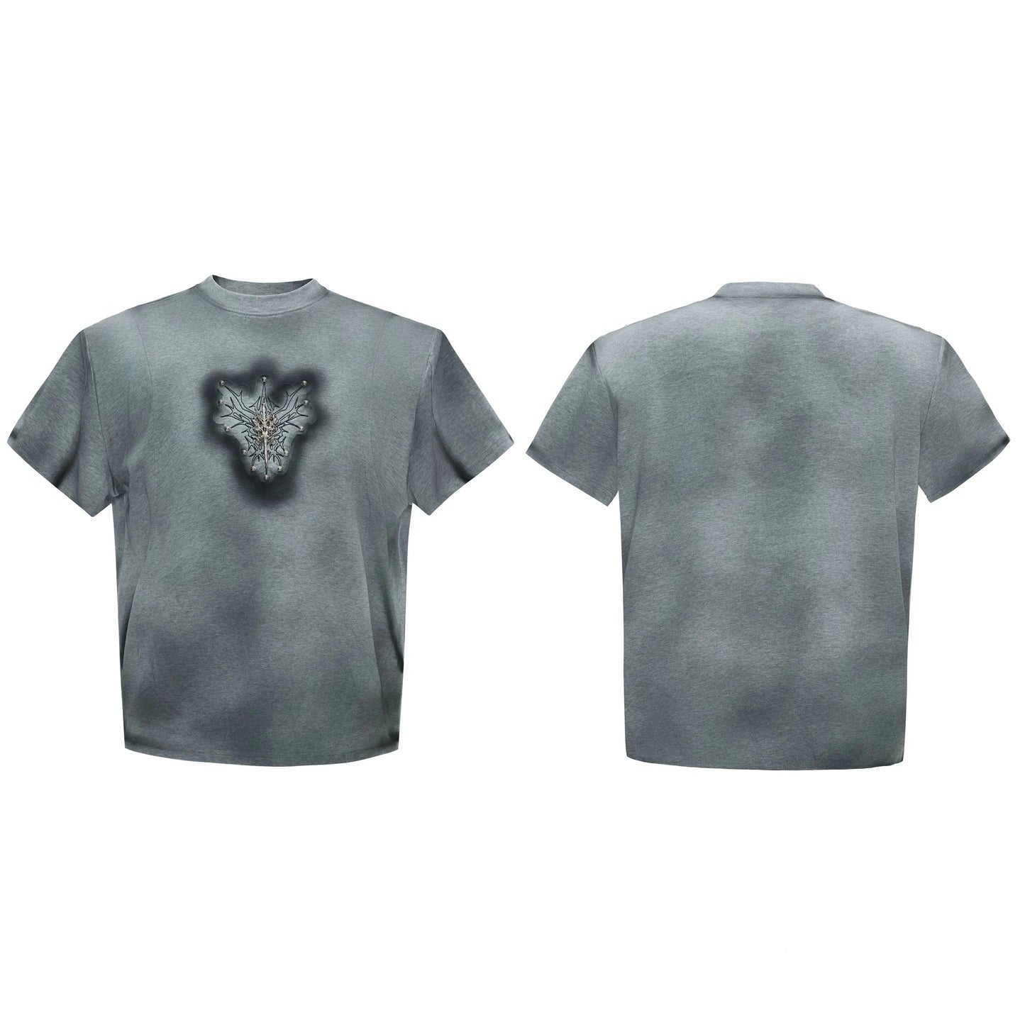 Airbrushed Emblem Graphic Crewneck T Shirt