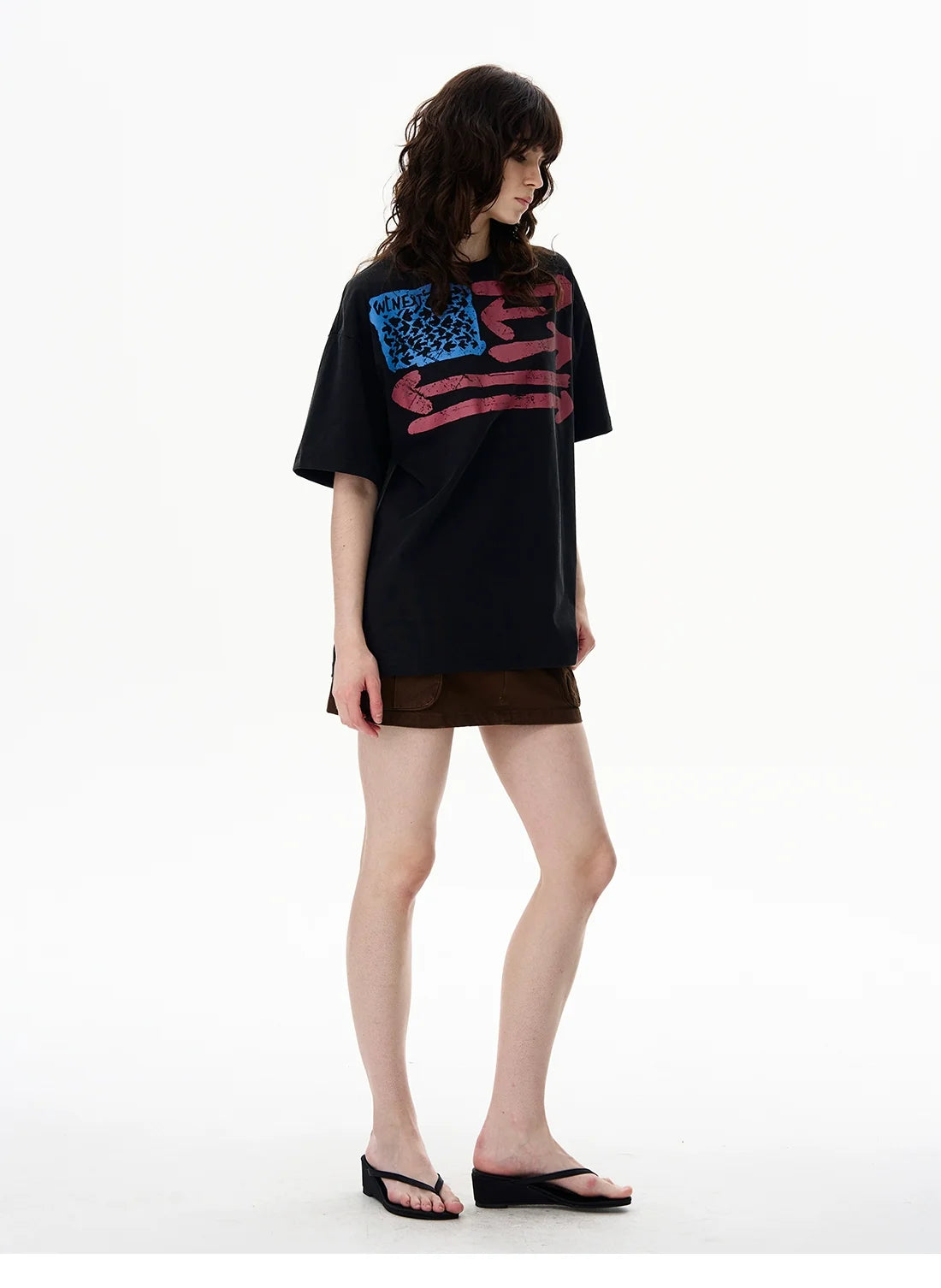 Vintage Flag Graphic Oversized T-Shirt