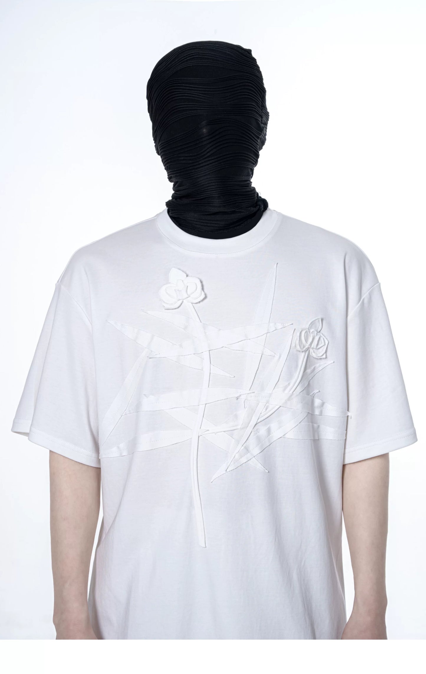 Ivory Crossed Bloom Relief Tee