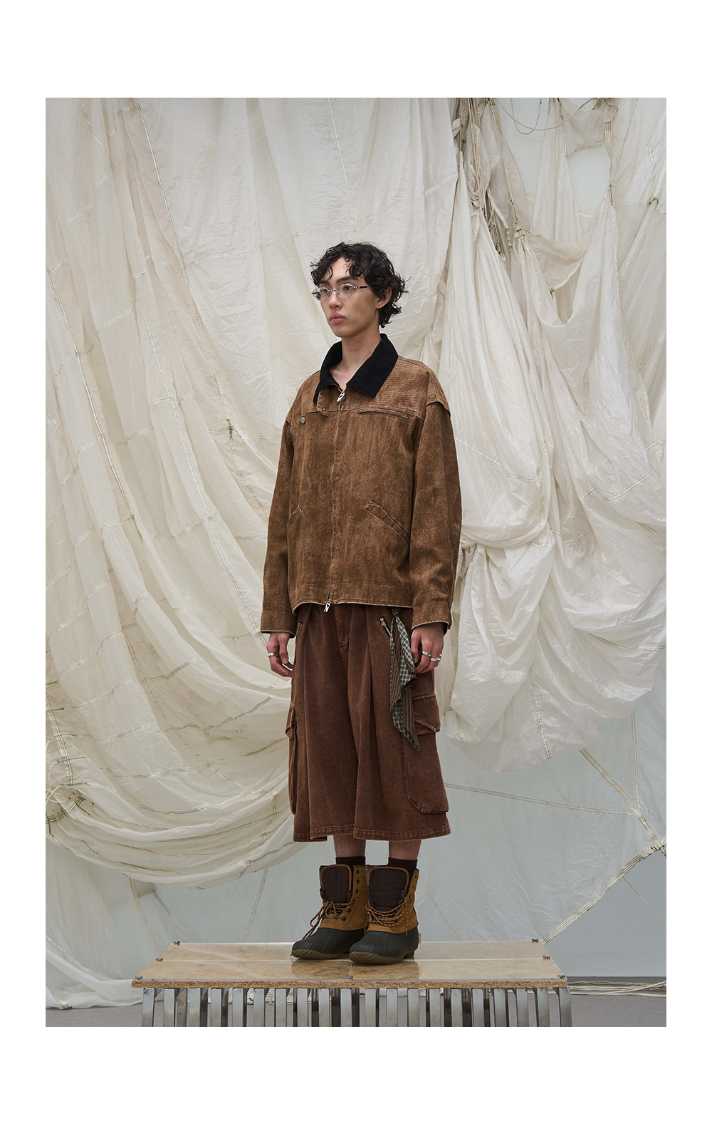 Draped Scarf Cargo Culotte Shorts