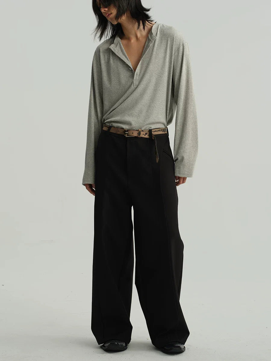 Classic Neutral Long-Sleeve Henley Tee