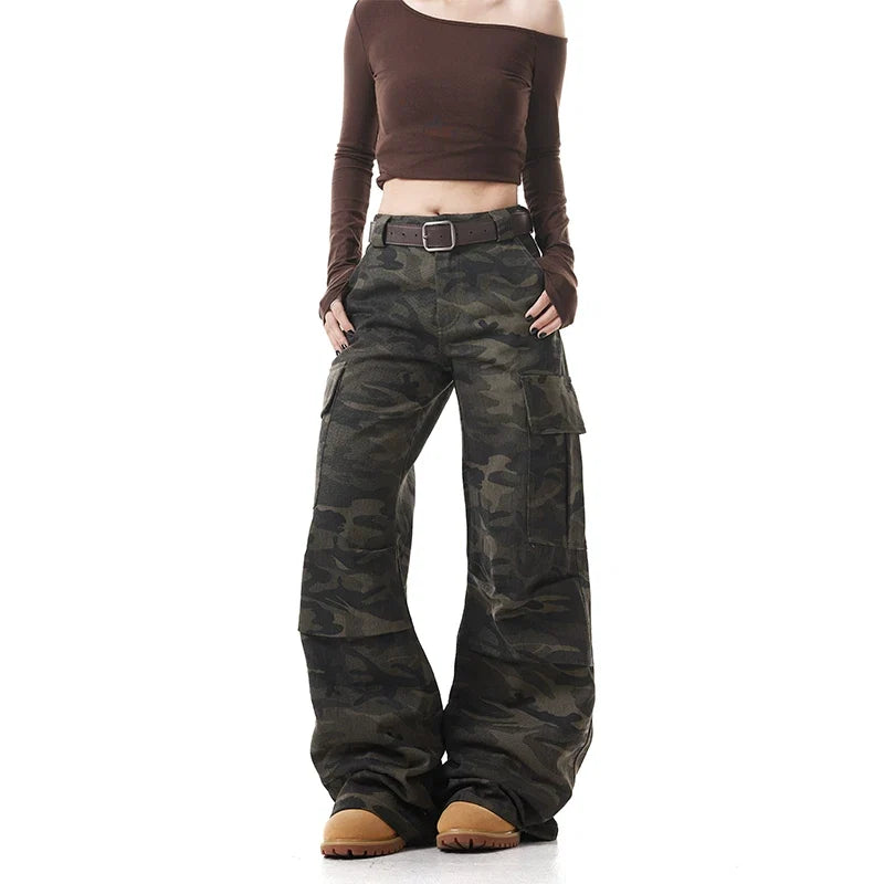 Washed Camo Cargo Pants