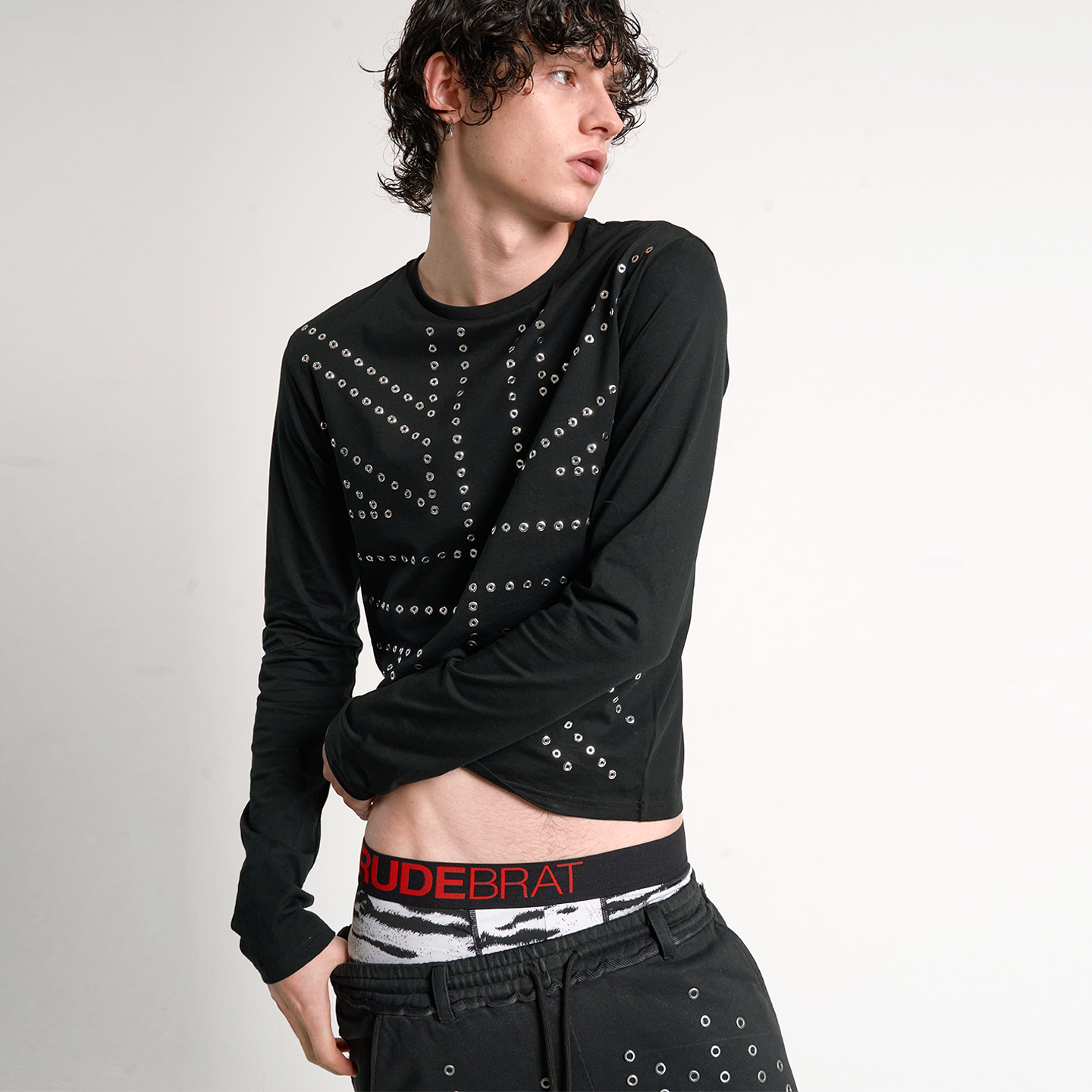 Eclipse Grommet Long Sleeve Crop Tee