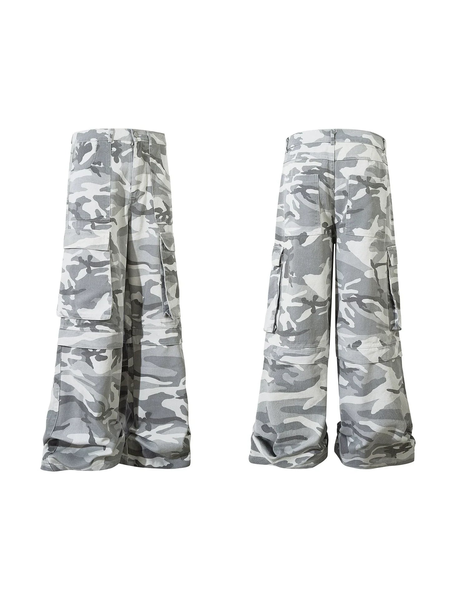 Men's Camouflage Multi-Pocket Wide-Leg Cargo Pants