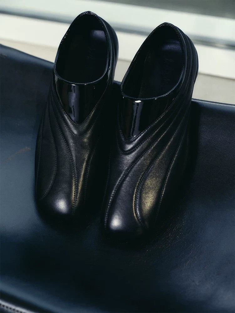 Streamlined Low-Profile Leather Slip-On Shoes - Skipkicks