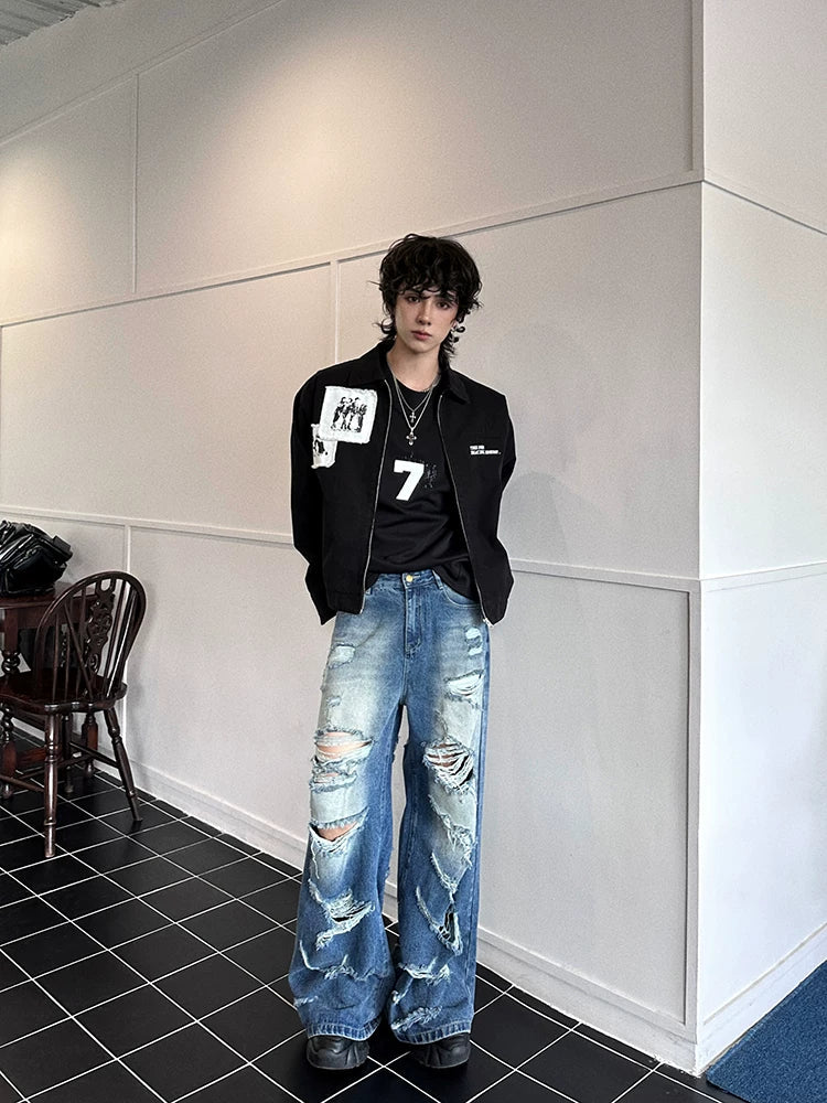 Ruinwave Super-Distressed Wide Cargo Jeans – Bold Street Style