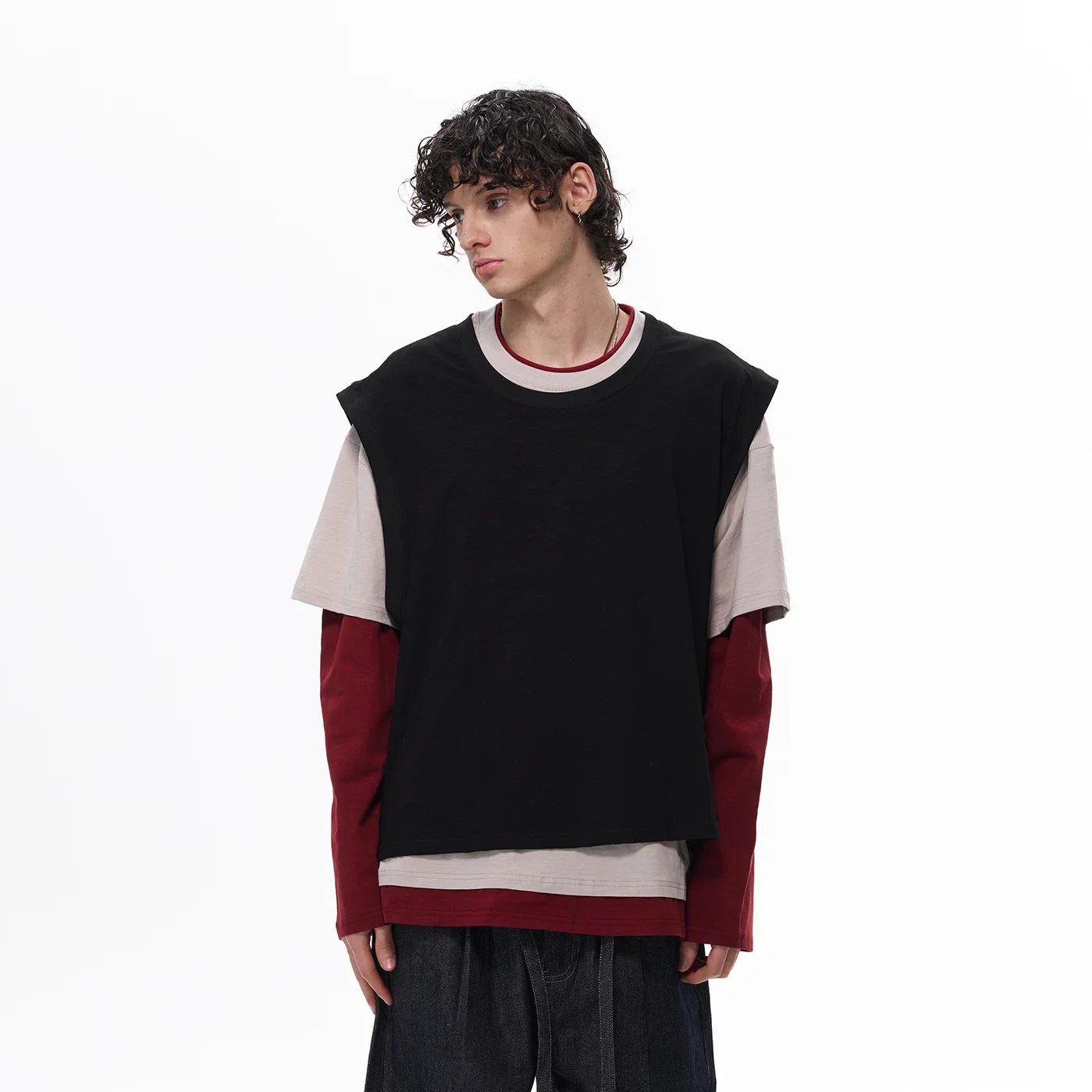 Two-Tone Stack Layer Tee Top