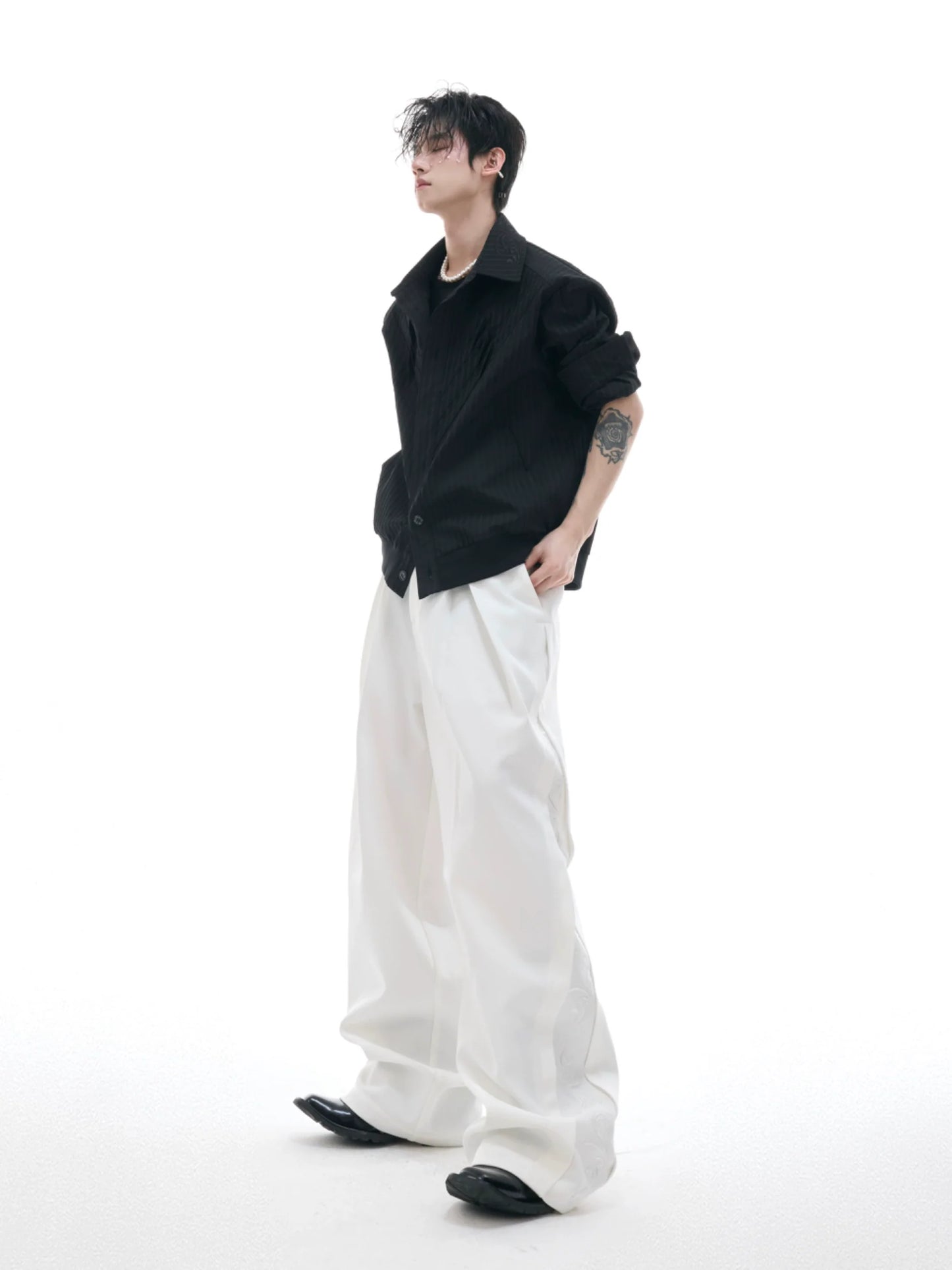 White Wide Leg Loose Cargo Pants