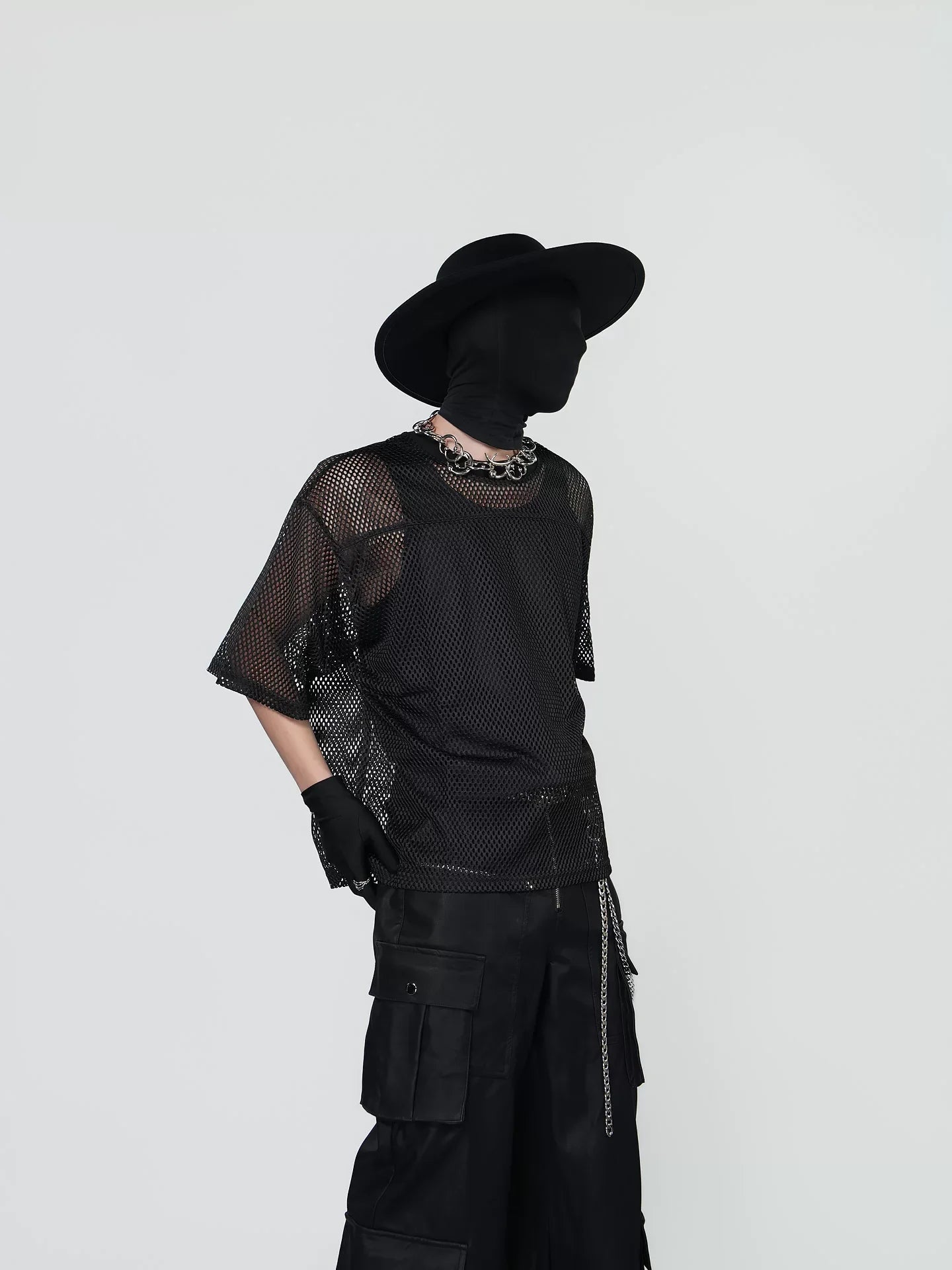 Noir Grid Signal Mesh Tee