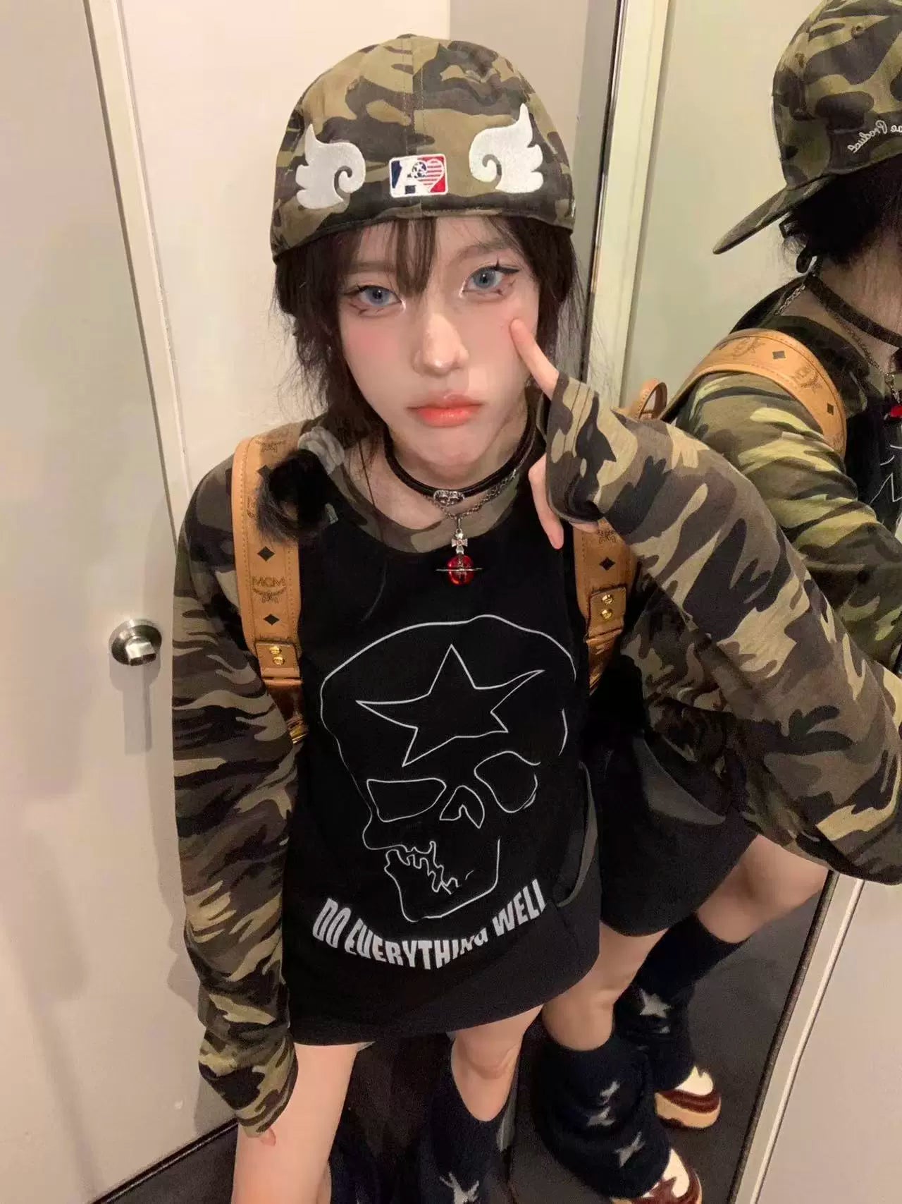 Camo Skull Star Raglan Long-Sleeve Tee