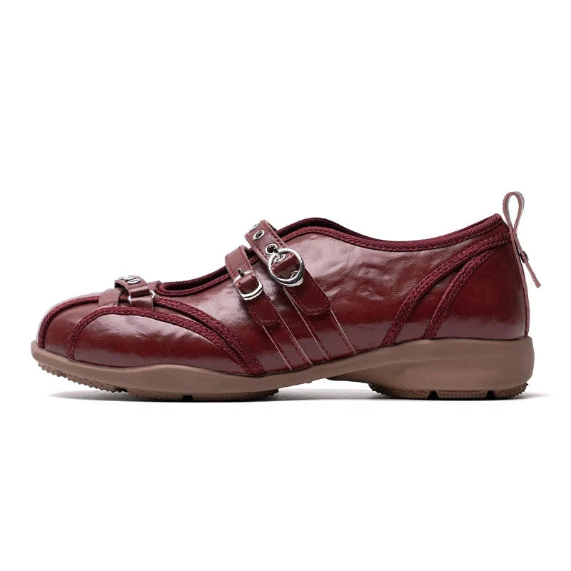 Noir Rivet Harness Flats - Skipkicks