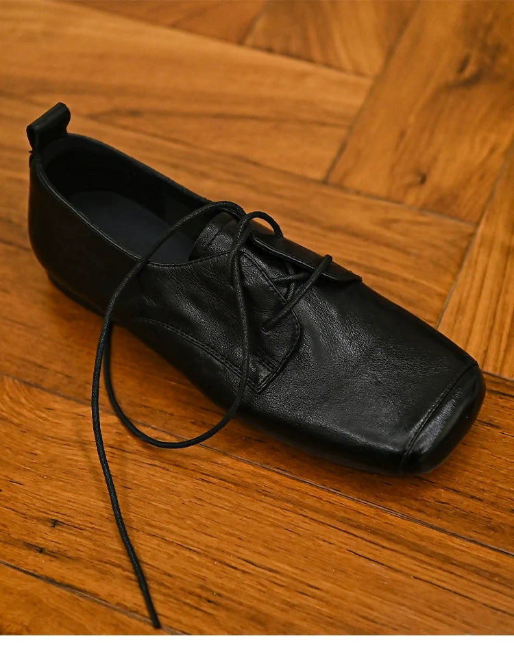 Noir Classic Square-Toe Derby Shoes - Skipkicks