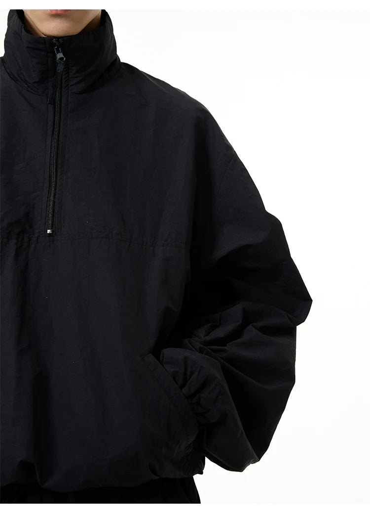 All-Black Oversized Windbreaker and Cargo Pants Setup