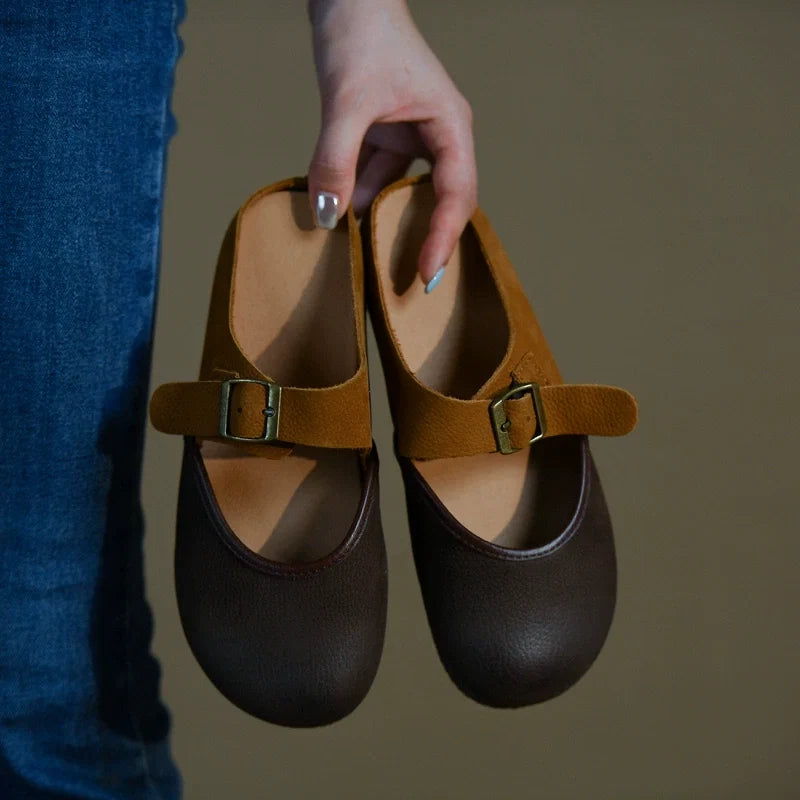 Two-Tone Leather Mary Jane Flats - Skipkicks