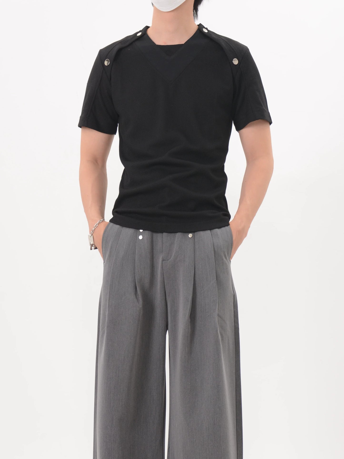 Shoulder Snap Knit Tee
