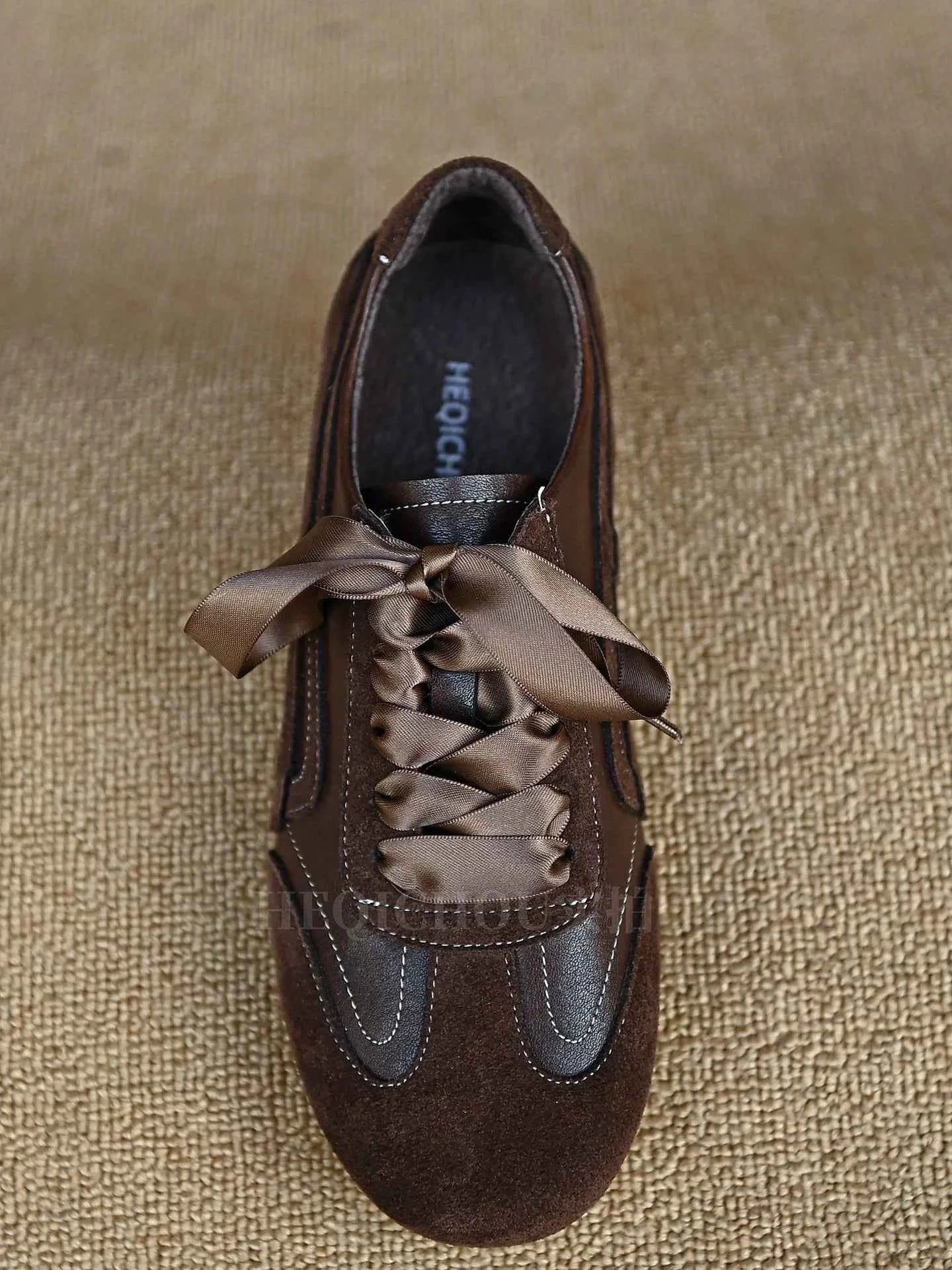 Mocha Satin Ribbon Sneaker