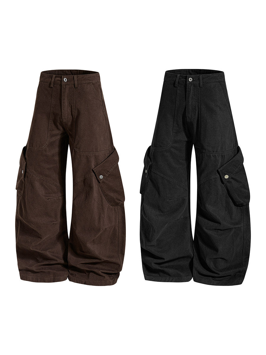 Men's Multi-Pocket Panel Wide-Leg Cargo Pants - Stylish Utility Wear