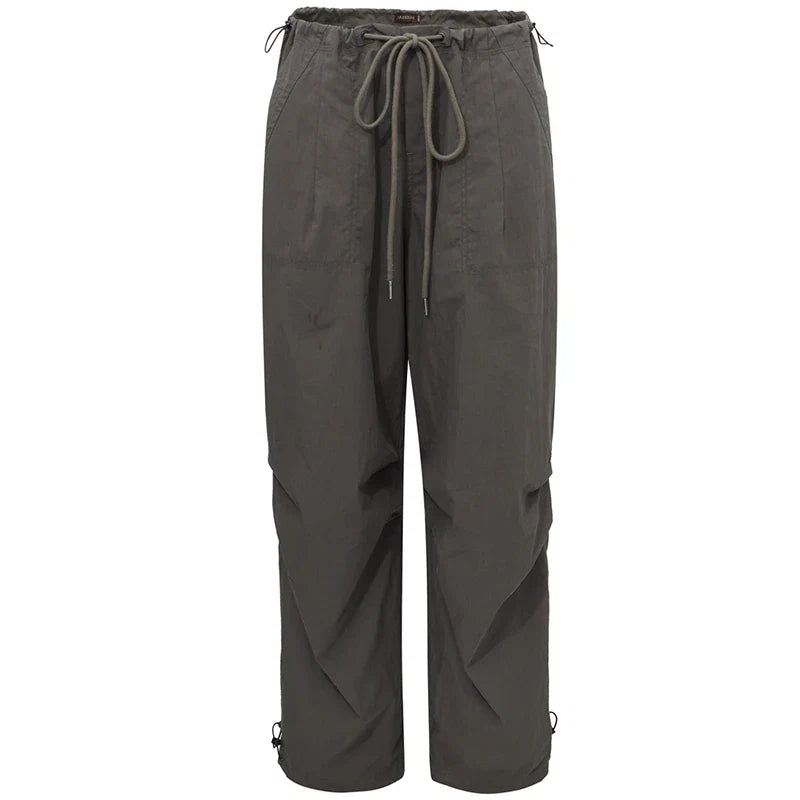 Relaxed Drawstring Parachute Cargo Pants for Effortless Style
