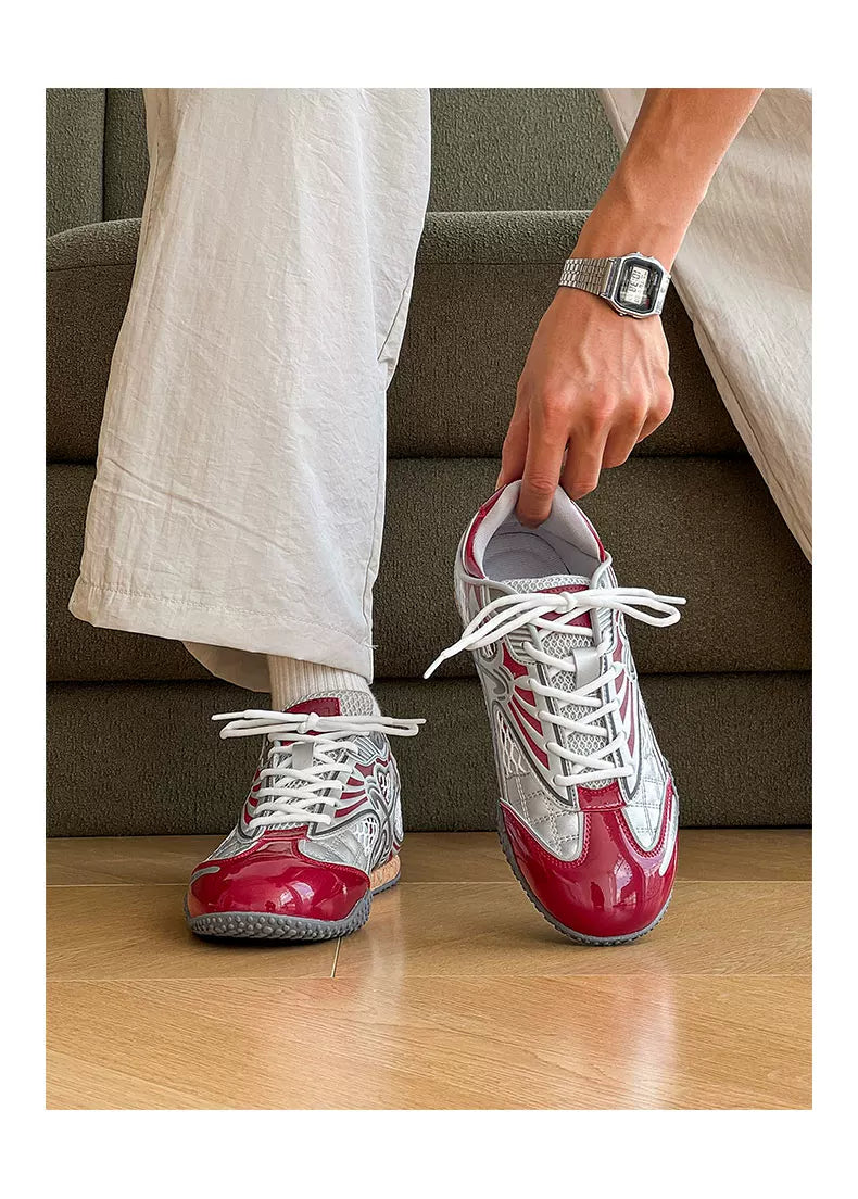 Silver Heart Mesh Retro Sneakers - Skipkicks